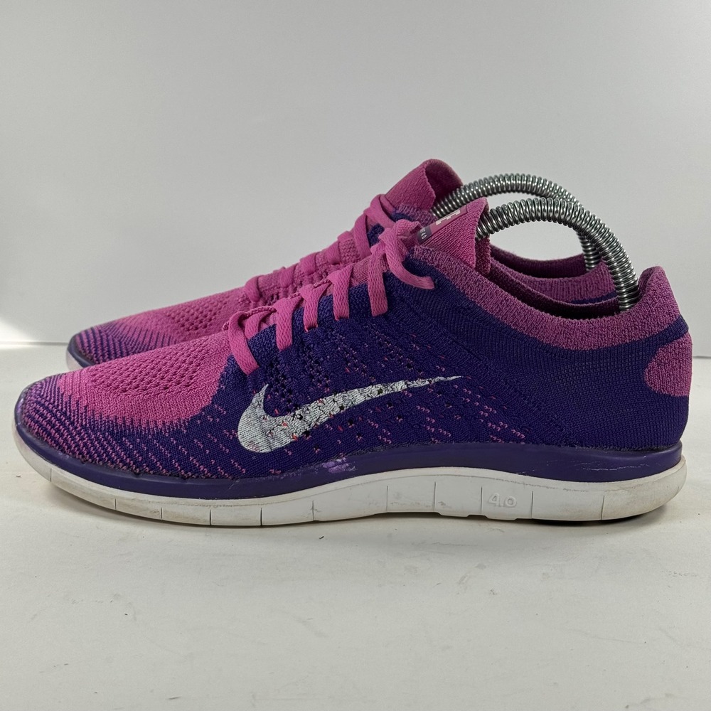 Nike Free Flyknit 4.0 Womens Purple Pink‎ Running Shoes 631050-615 Size 8.5 - Picture 6 of 12